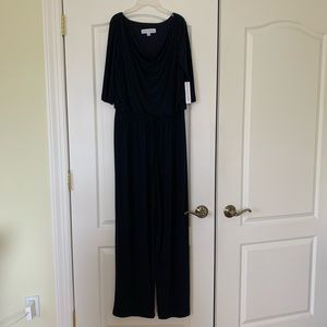 Emma &Michelle L. Navy Jumpsuit with cowl neckline